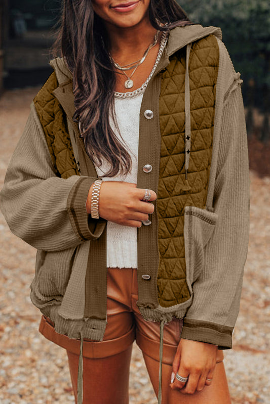 Elianna – Quilted Patchwork Loose Fit Hooded Jacket