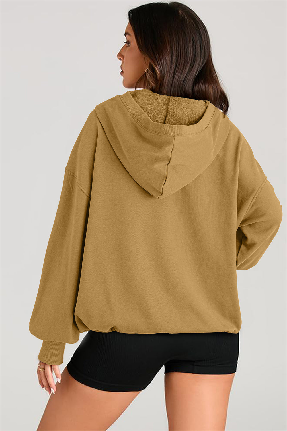 Julianna – Oversized Half-Zip Hoodie with Kangaroo Pocket