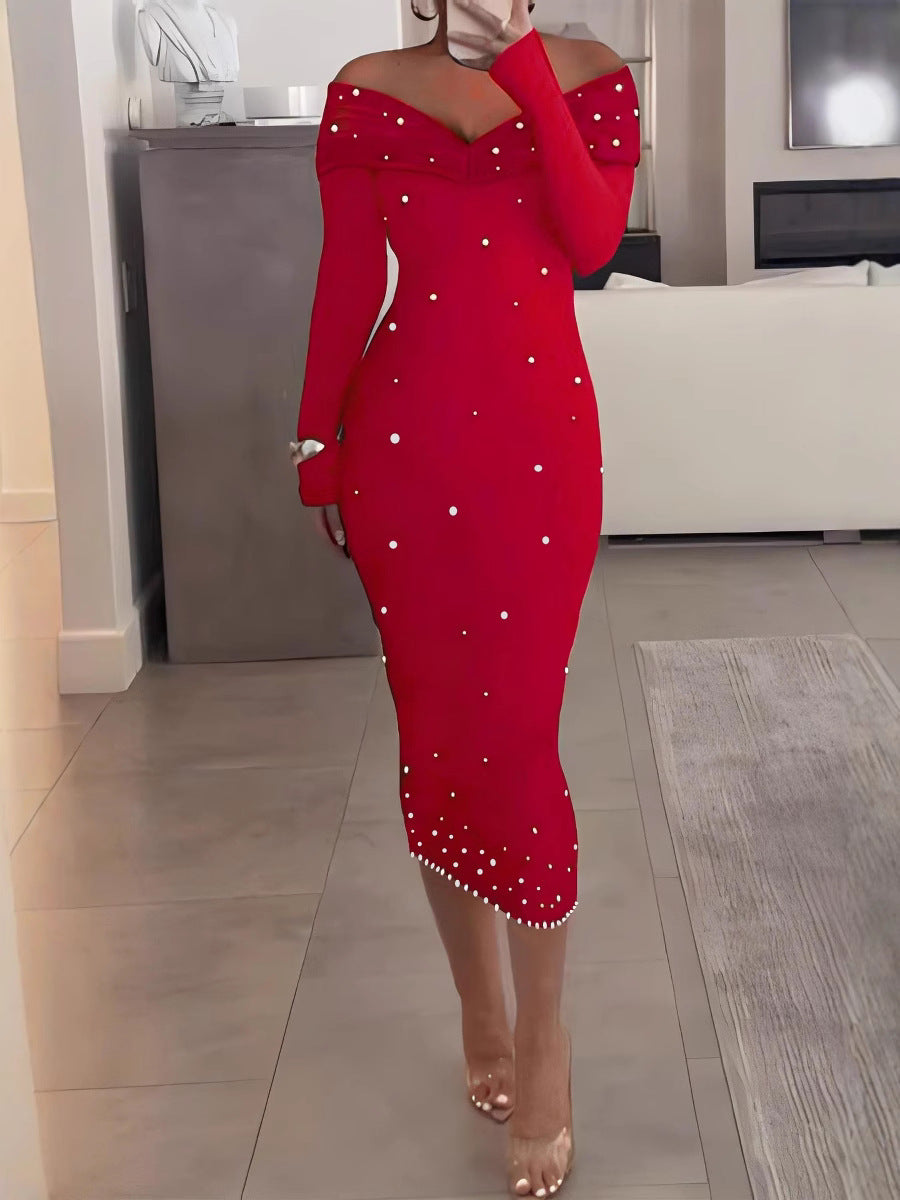 Hannah – Elegant Long Sleeve Slim Fit Midi Dress