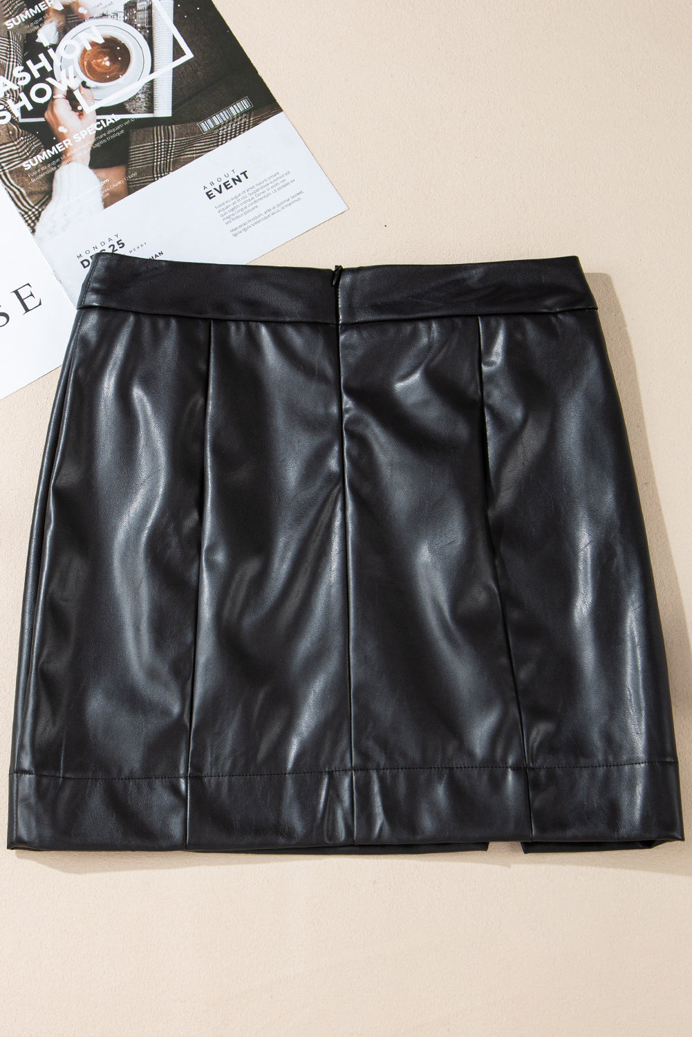 Blair – Black PU Leather Side Slits Slim Fit High Waist Mini Skirt