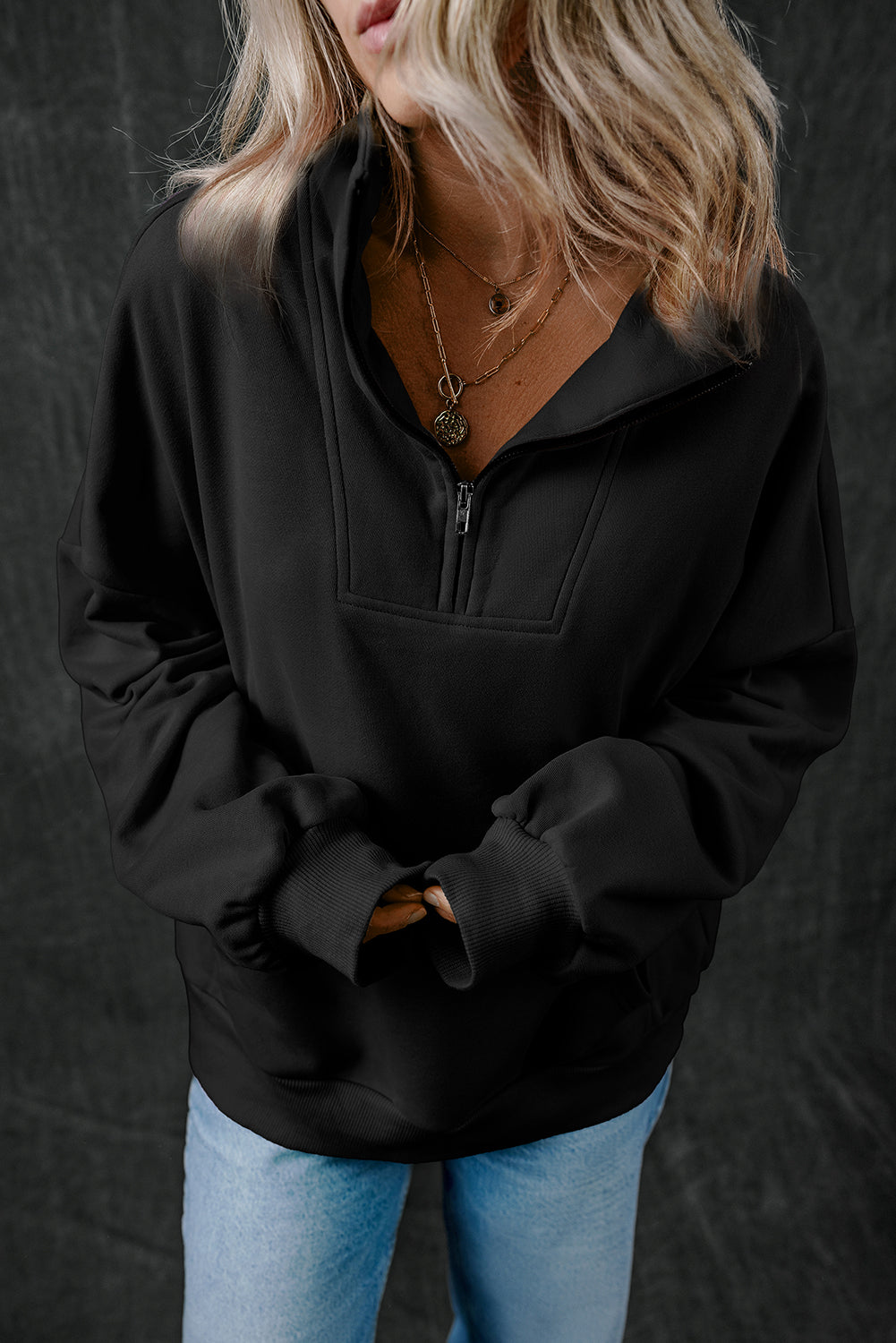 Joanna – Zip-Up Stand Neck Sweatshirt