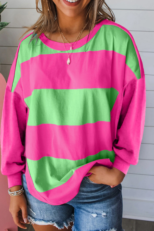 Harmony – Colorblock Striped Drop Shoulder Top