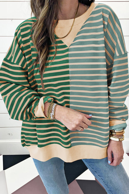 Hayden – Women's Oversized Stripe Colorblock Sweatshirt