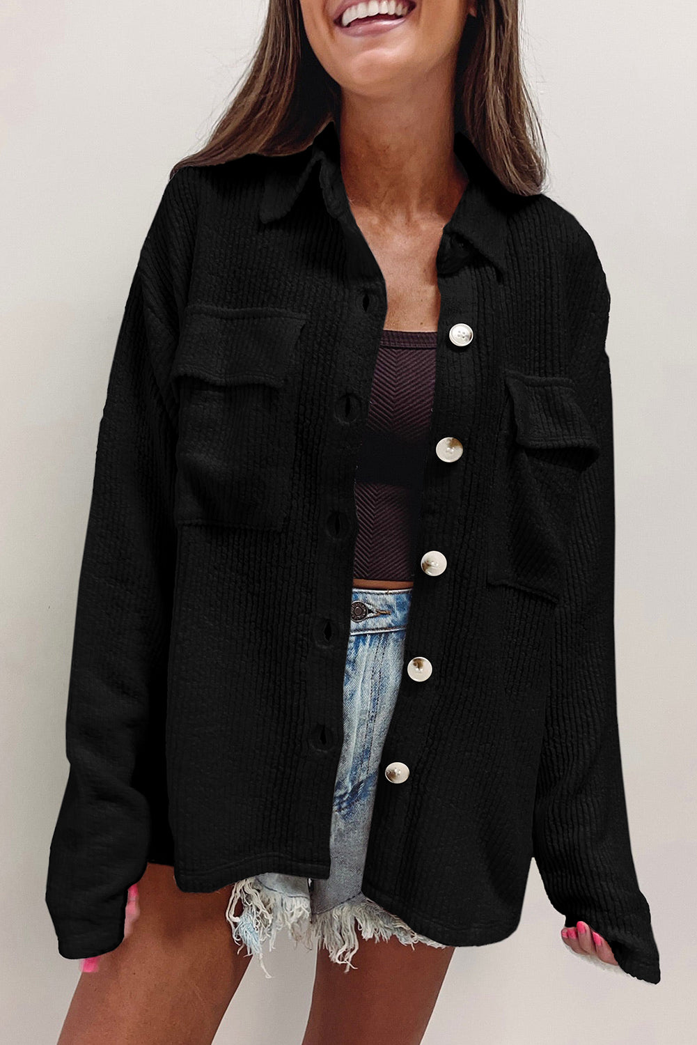 Viviana – Women's Corduroy Long Sleeve Shacket