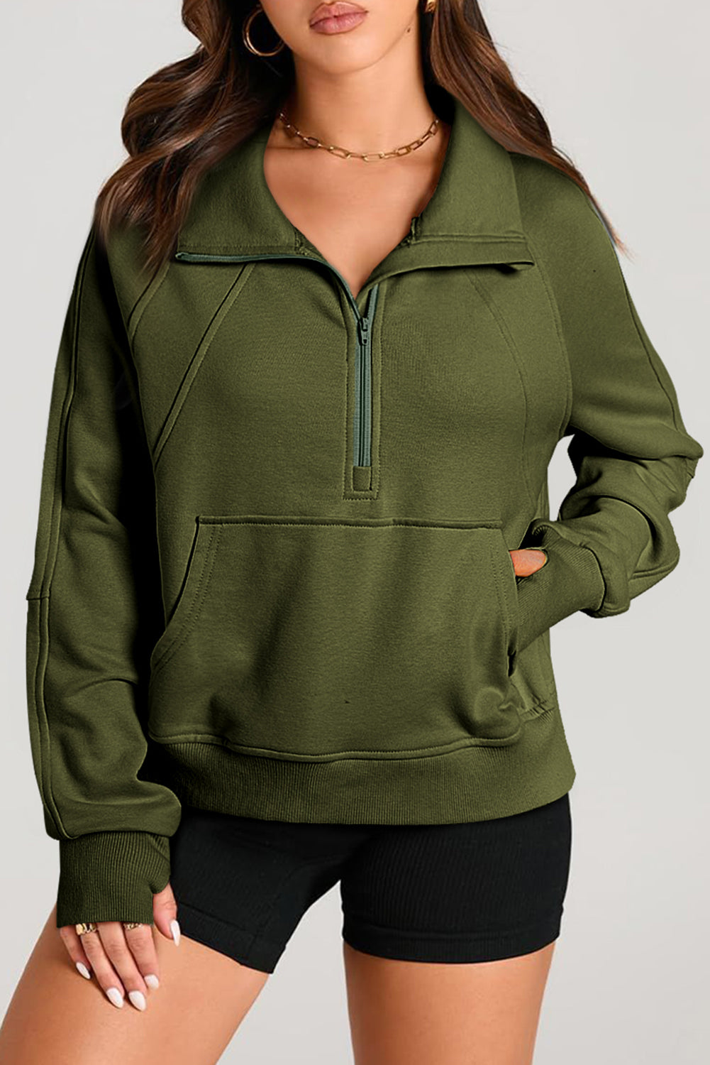 Esmeralda – Quarter Zip Stand Neck Sweatshirt