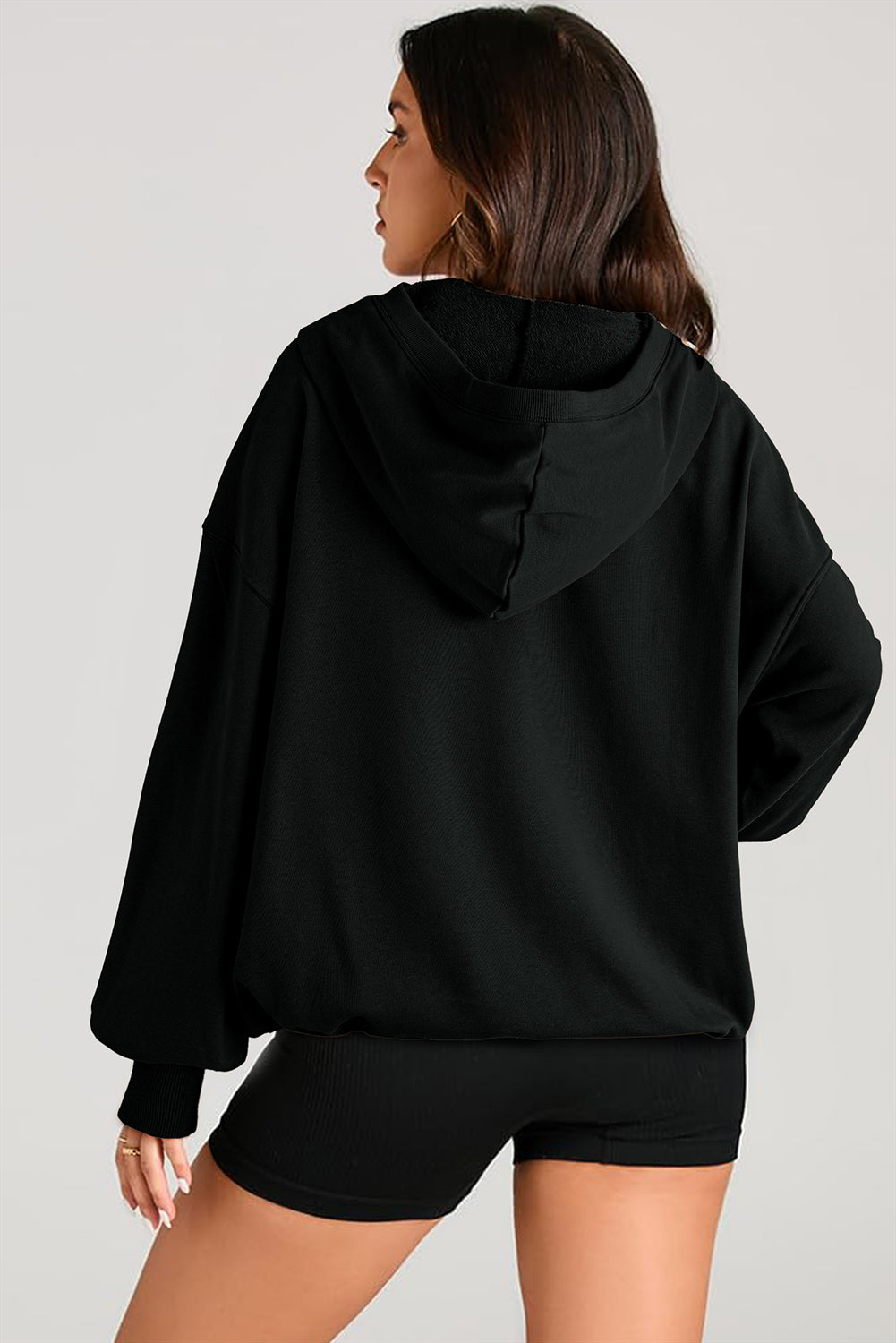 Julianna – Oversized Half-Zip Hoodie with Kangaroo Pocket