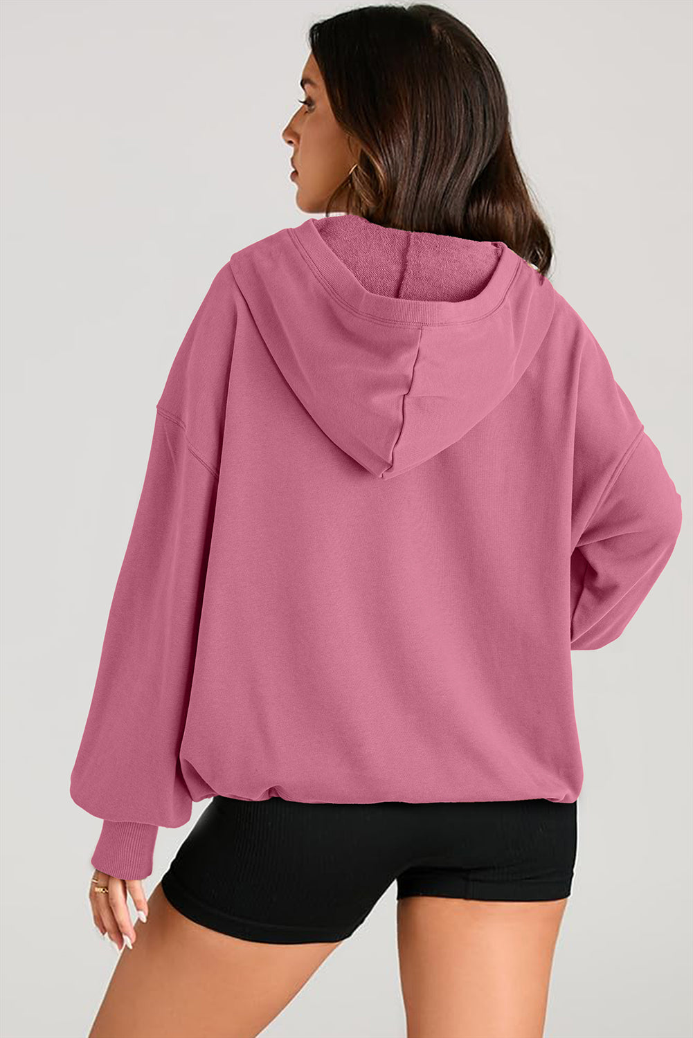 Julianna – Oversized Half-Zip Hoodie with Kangaroo Pocket