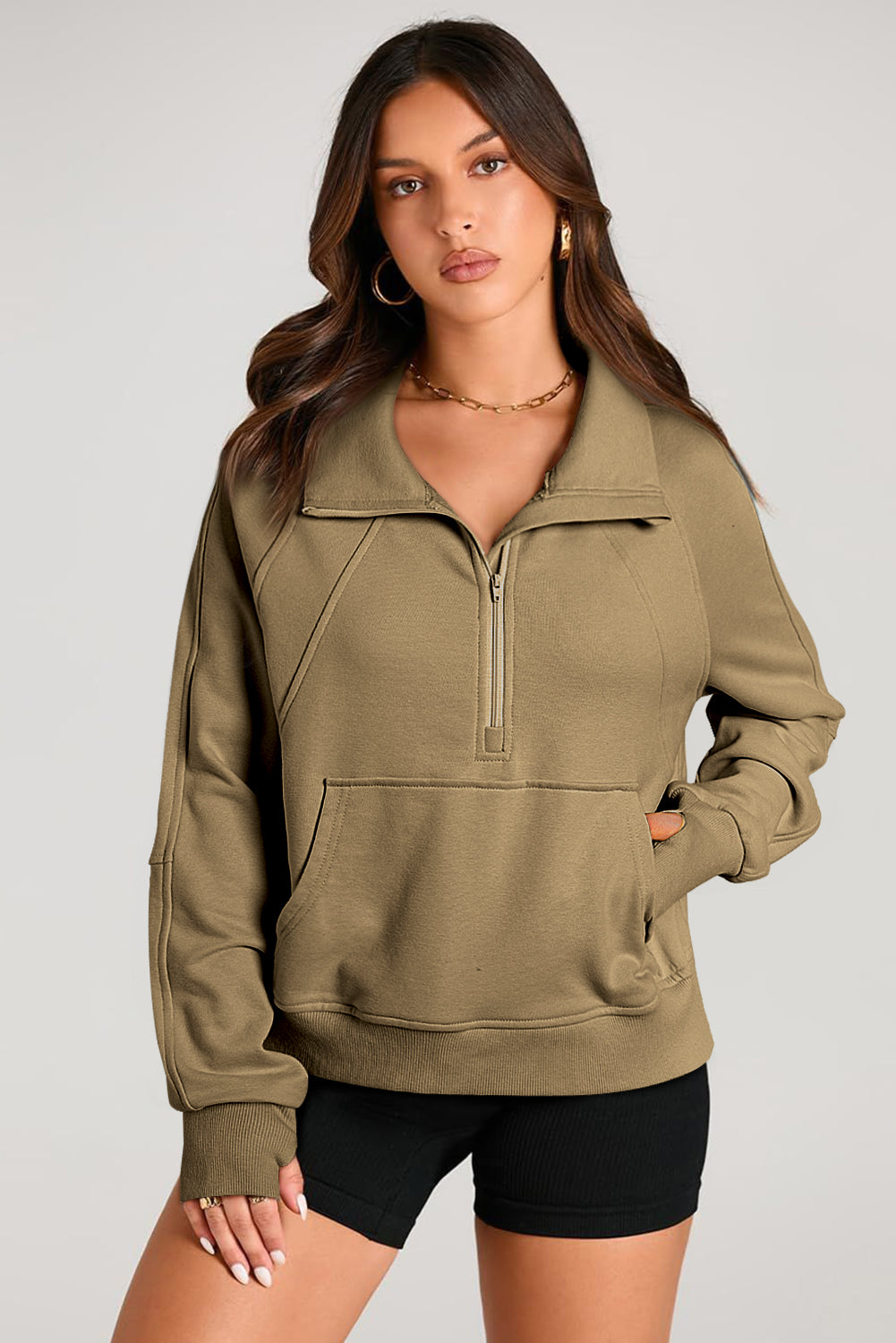 Esmeralda – Quarter Zip Stand Neck Sweatshirt