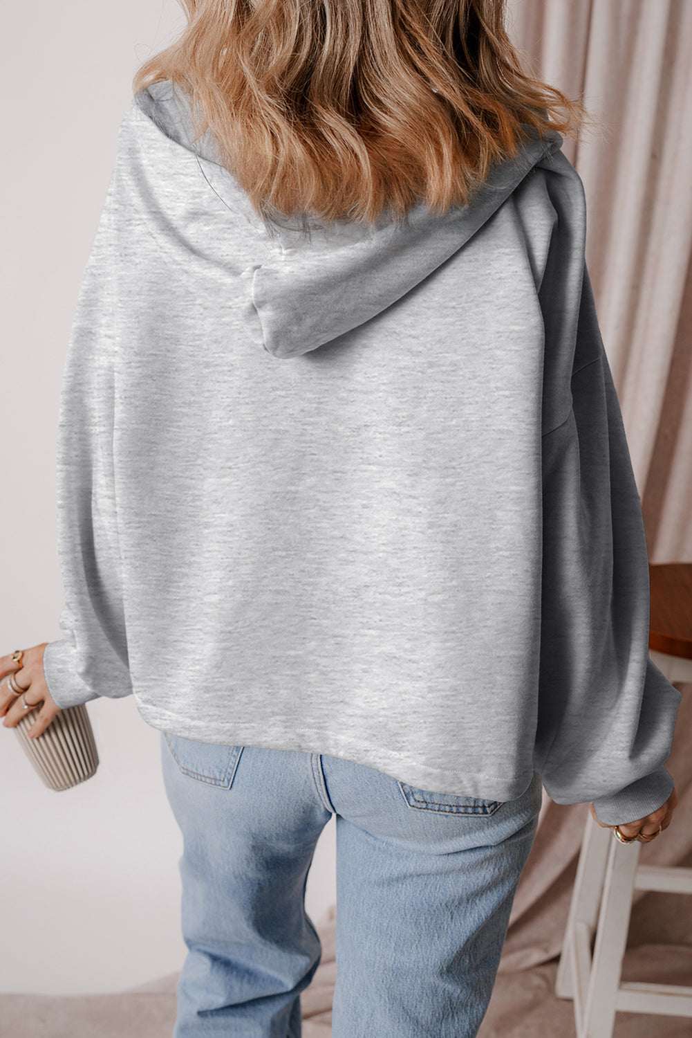 Thea – Fleece Lined Half-Zip Hoodie with Kangaroo Pocket