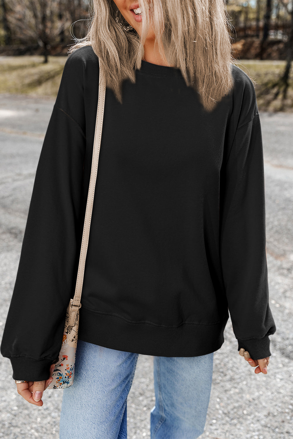 Giselle – Drop Shoulder Crewneck Pullover Sweatshirt