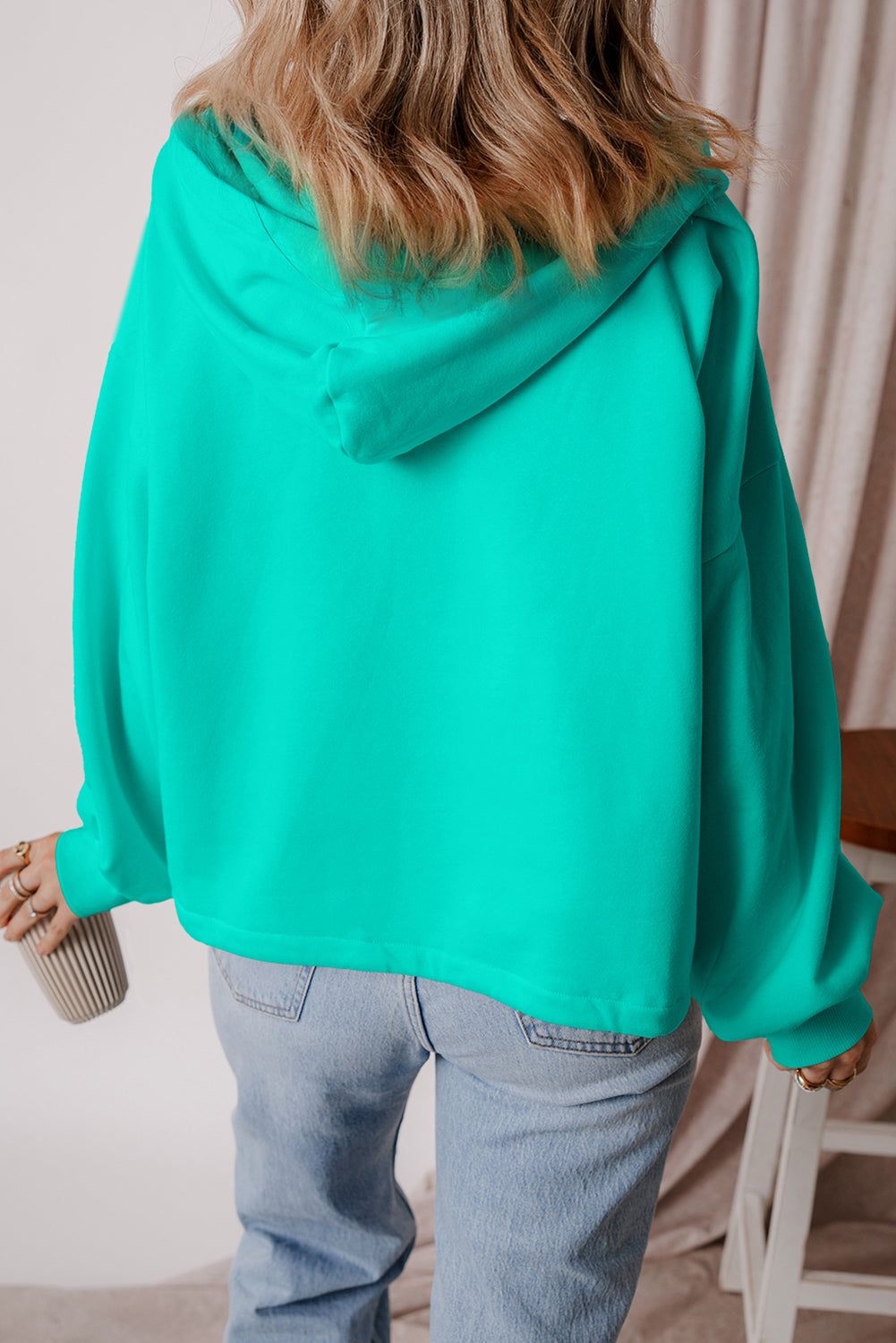 Thea – Fleece Lined Half-Zip Hoodie with Kangaroo Pocket