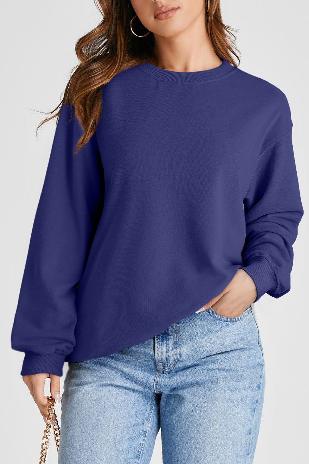 Giselle – Drop Shoulder Crewneck Pullover Sweatshirt