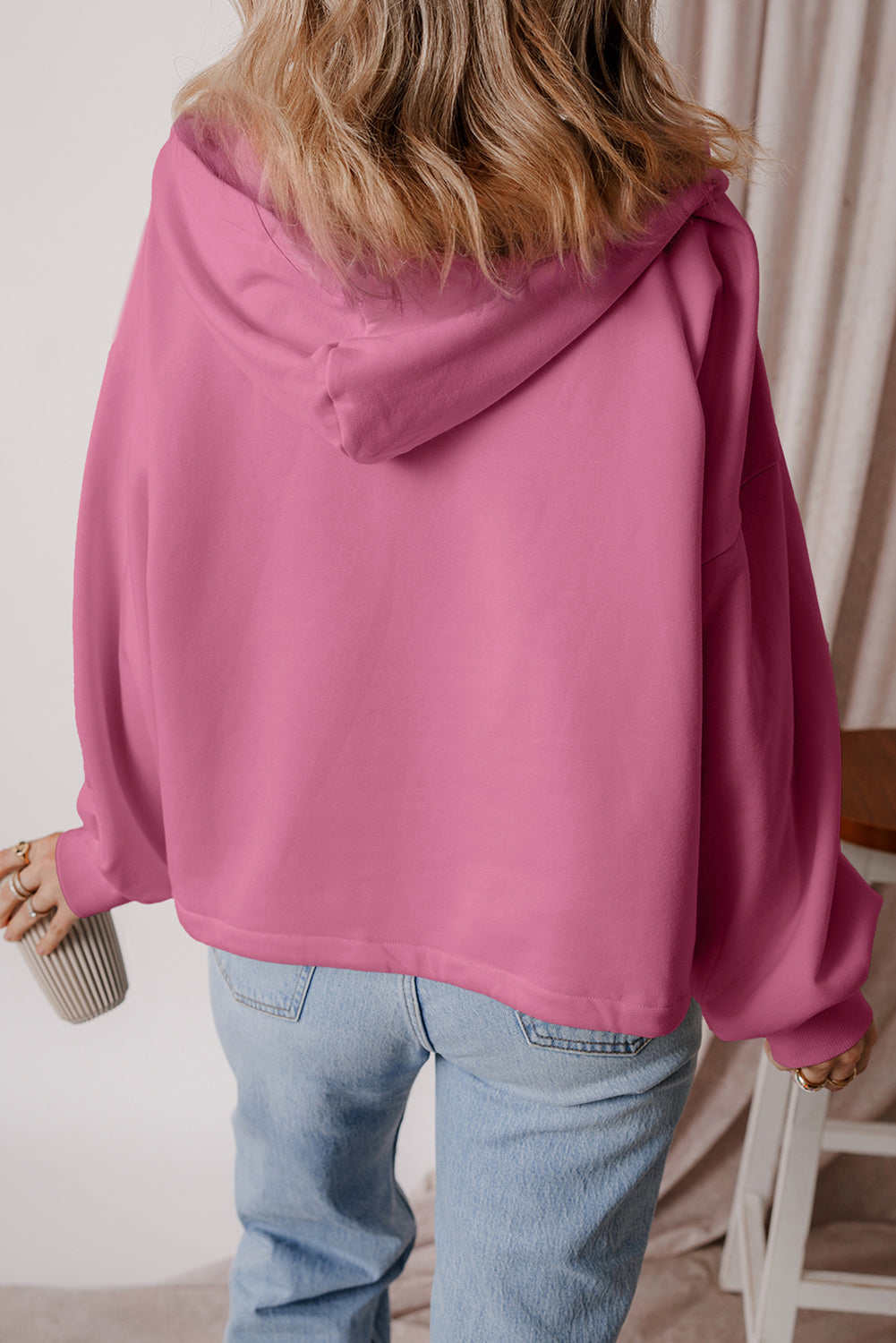 Thea – Fleece Lined Half-Zip Hoodie with Kangaroo Pocket