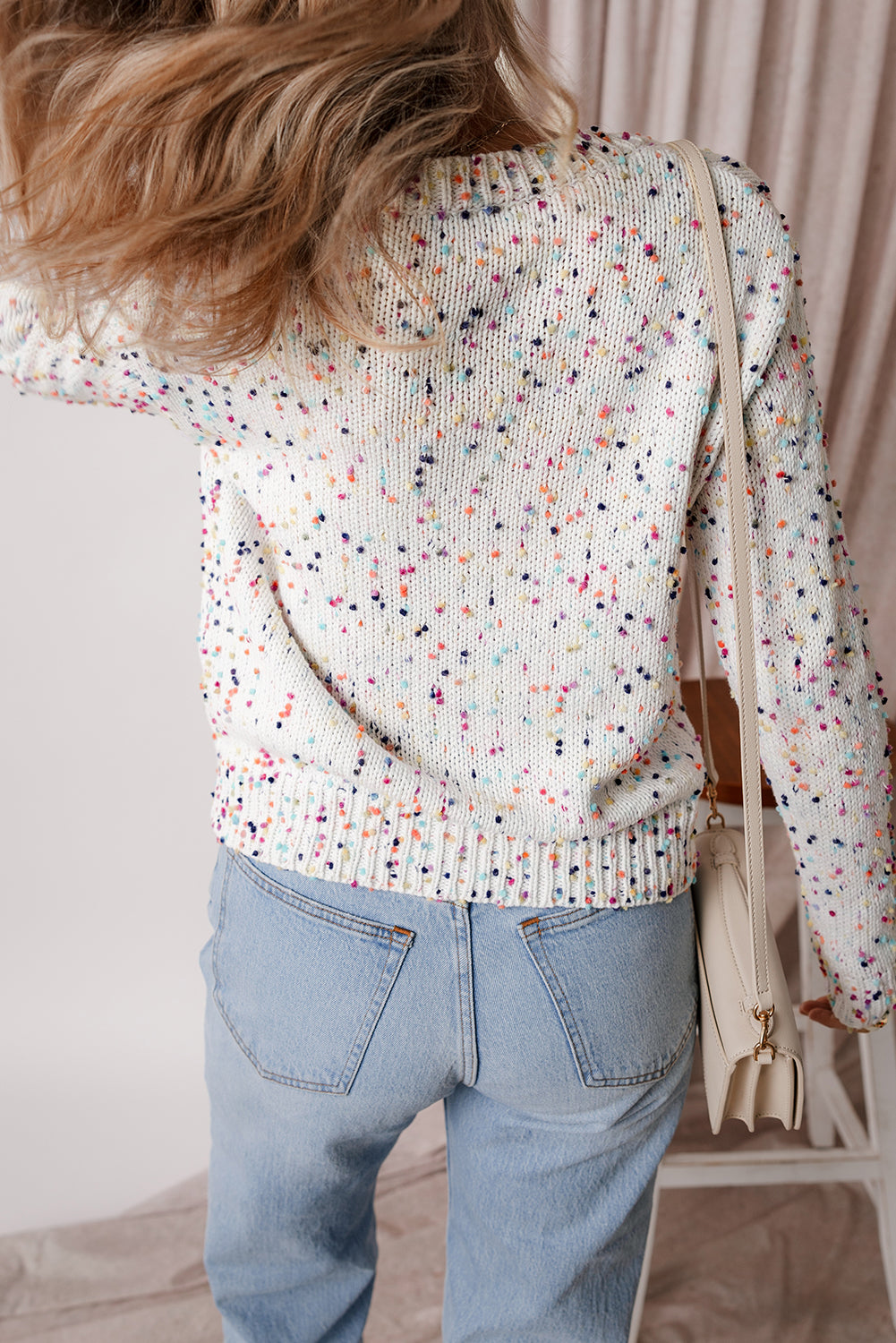 Kendall – Rhinestone Embellished Confetti Knit Cardigan Sweater