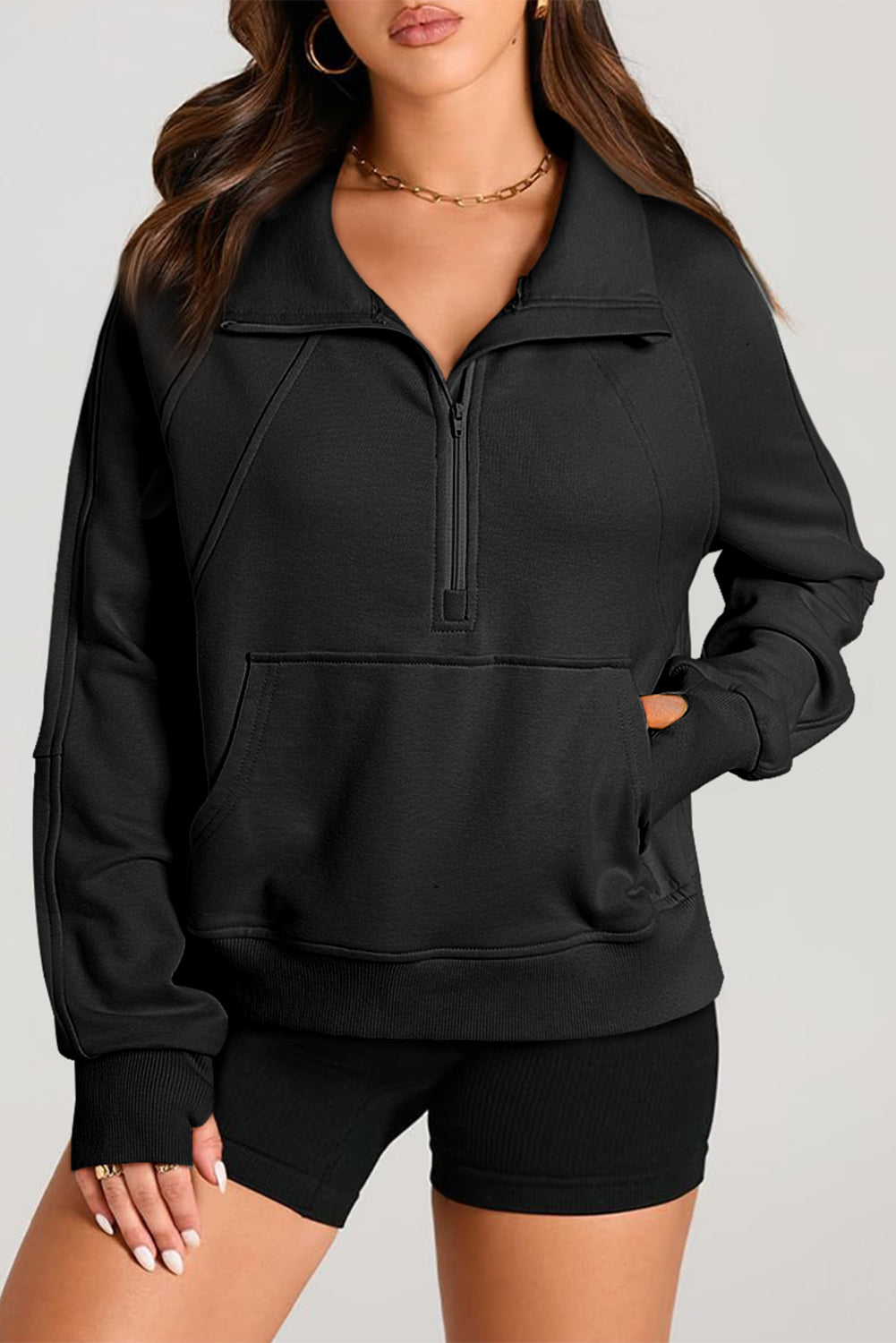 Esmeralda – Quarter Zip Stand Neck Sweatshirt