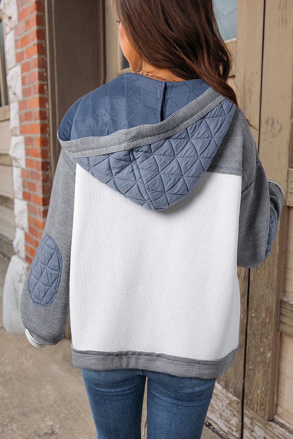 Elianna – Quilted Patchwork Loose Fit Hooded Jacket
