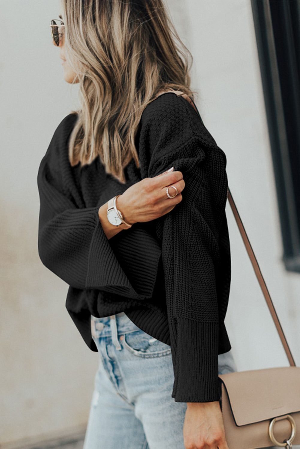 Paige – Women's Textured Knit Drop Shoulder Sweater