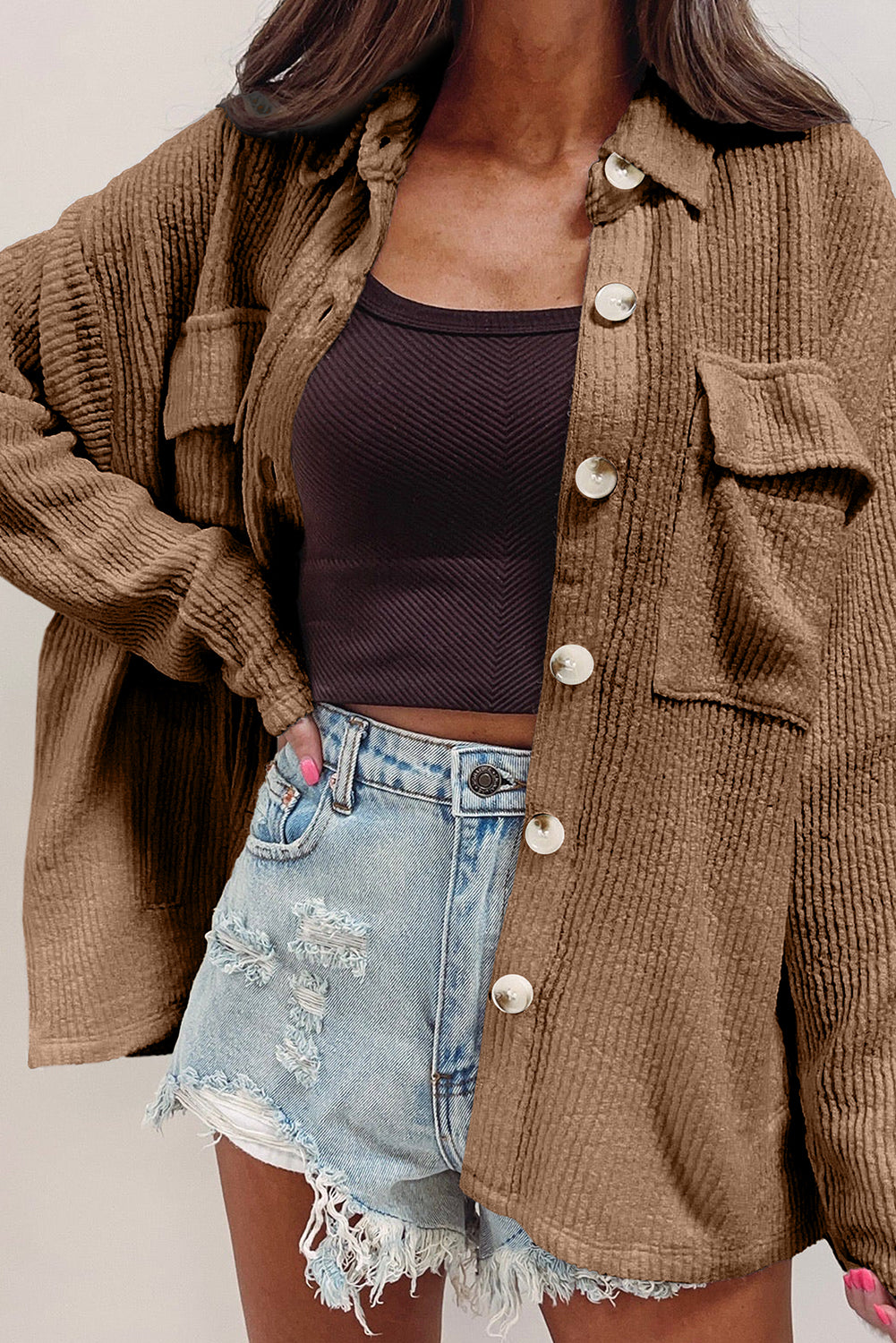 Viviana – Women's Corduroy Long Sleeve Shacket
