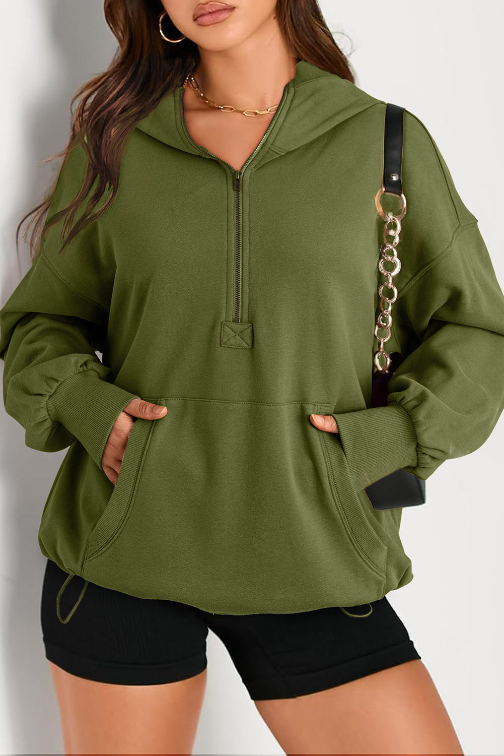Julianna – Oversized Half-Zip Hoodie with Kangaroo Pocket