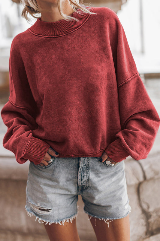 Adriana – Drop Shoulder Vintage Wash Pullover Sweatshirt