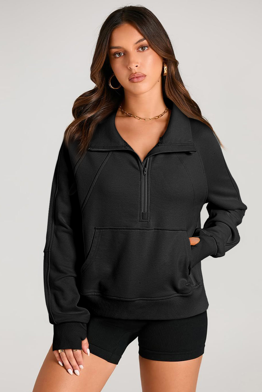 Esmeralda – Quarter Zip Stand Neck Sweatshirt