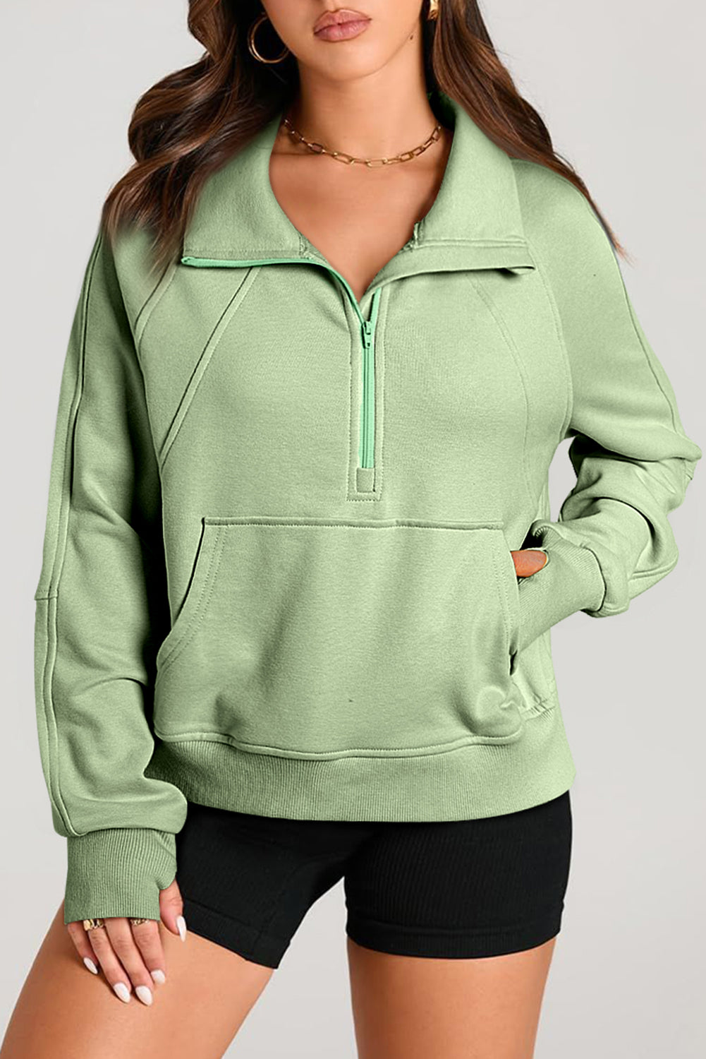 Esmeralda – Quarter Zip Stand Neck Sweatshirt