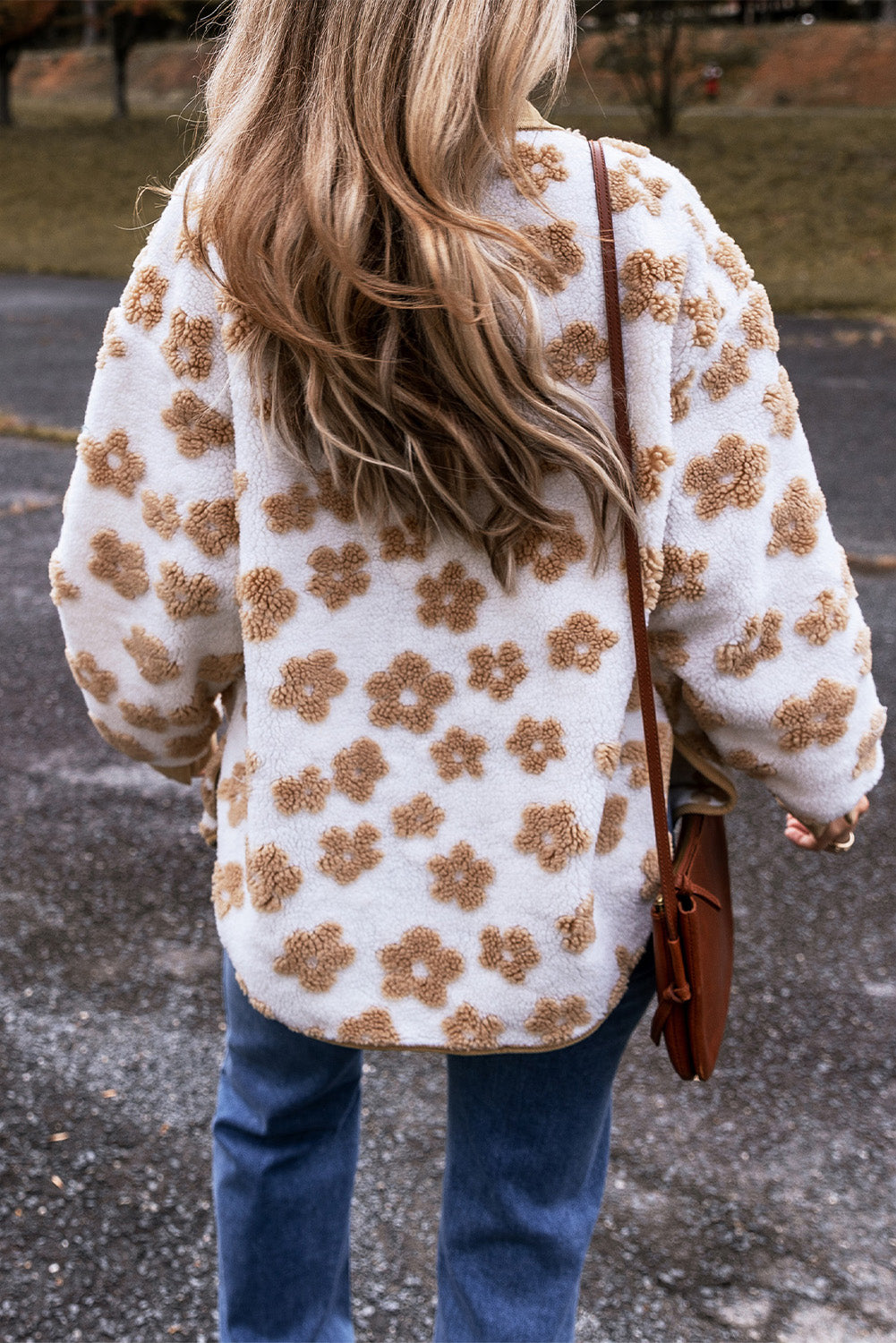 Kali – Button-Up Fleece Jacket with Floral Pattern