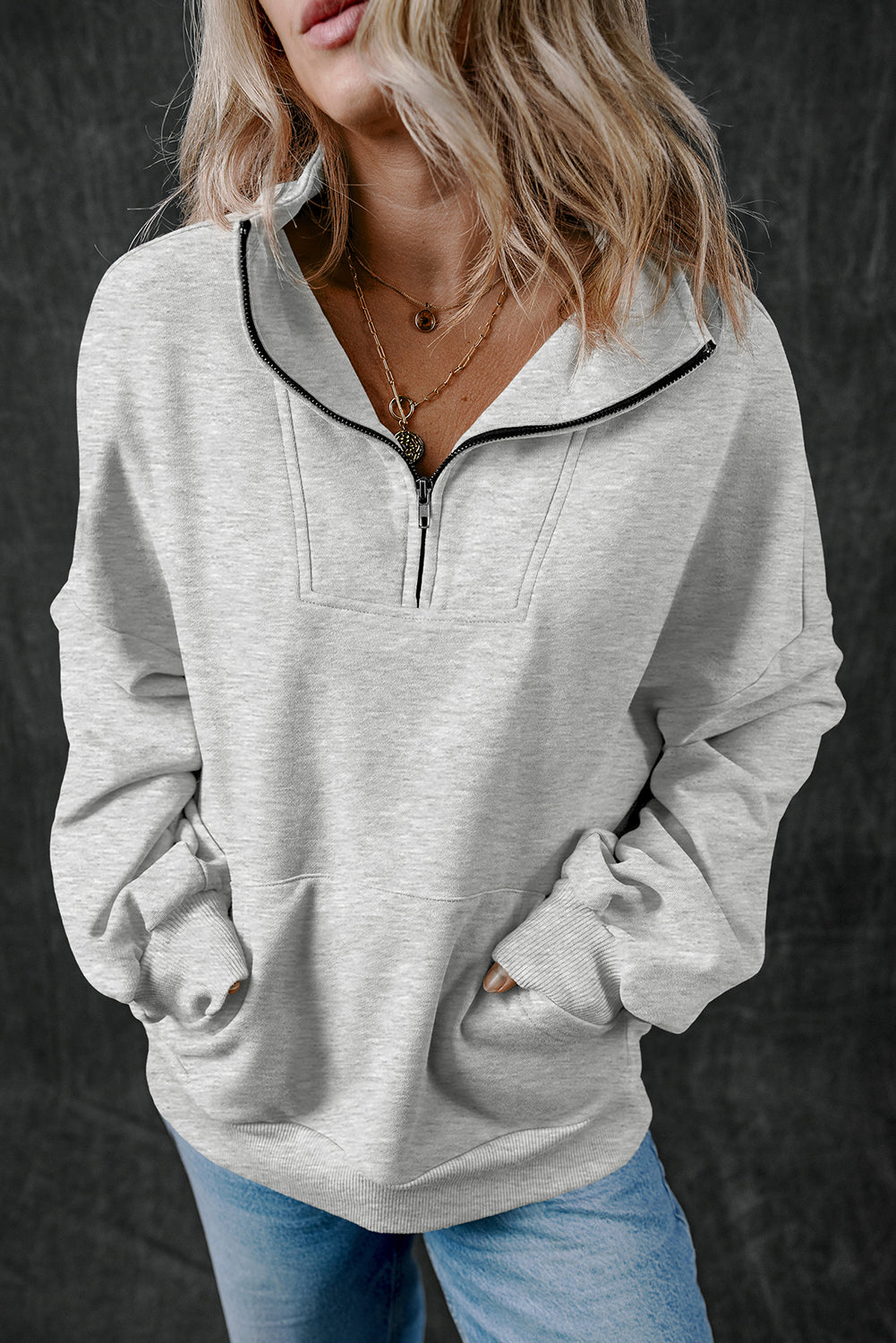 Joanna – Zip-Up Stand Neck Sweatshirt