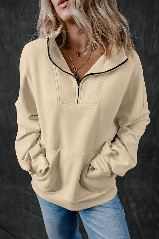 Joanna – Zip-Up Stand Neck Sweatshirt