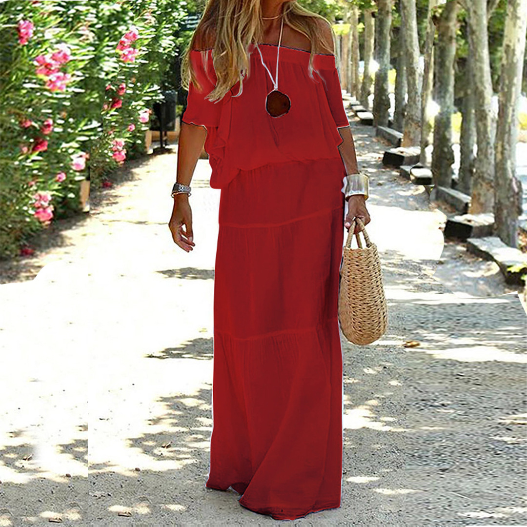 Maxine - Off-Shoulder Summer Maxi Dress - Elegant & Airy