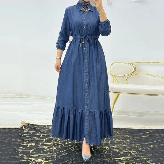 Zoey – Modest Denim-Style Muslim Dress