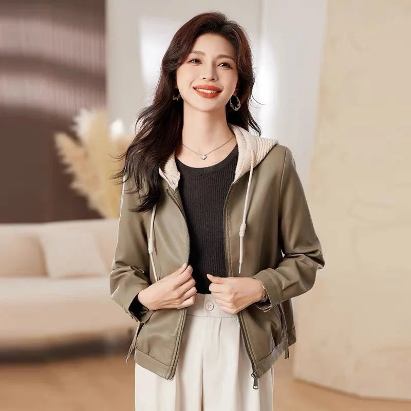 Rosalie – Women's Hooded Faux Leather Jacket