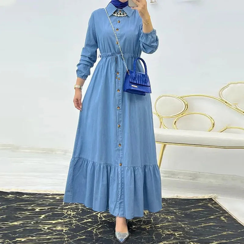 Zoey – Modest Denim-Style Muslim Dress