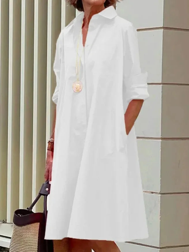 Maria – Elegant Long Sleeve Shirt Dress