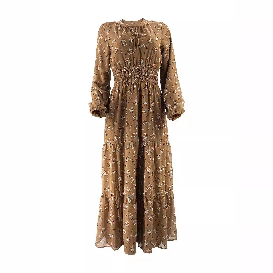 Maya – Floral Print Kaftan Abaya Maxi Dress
