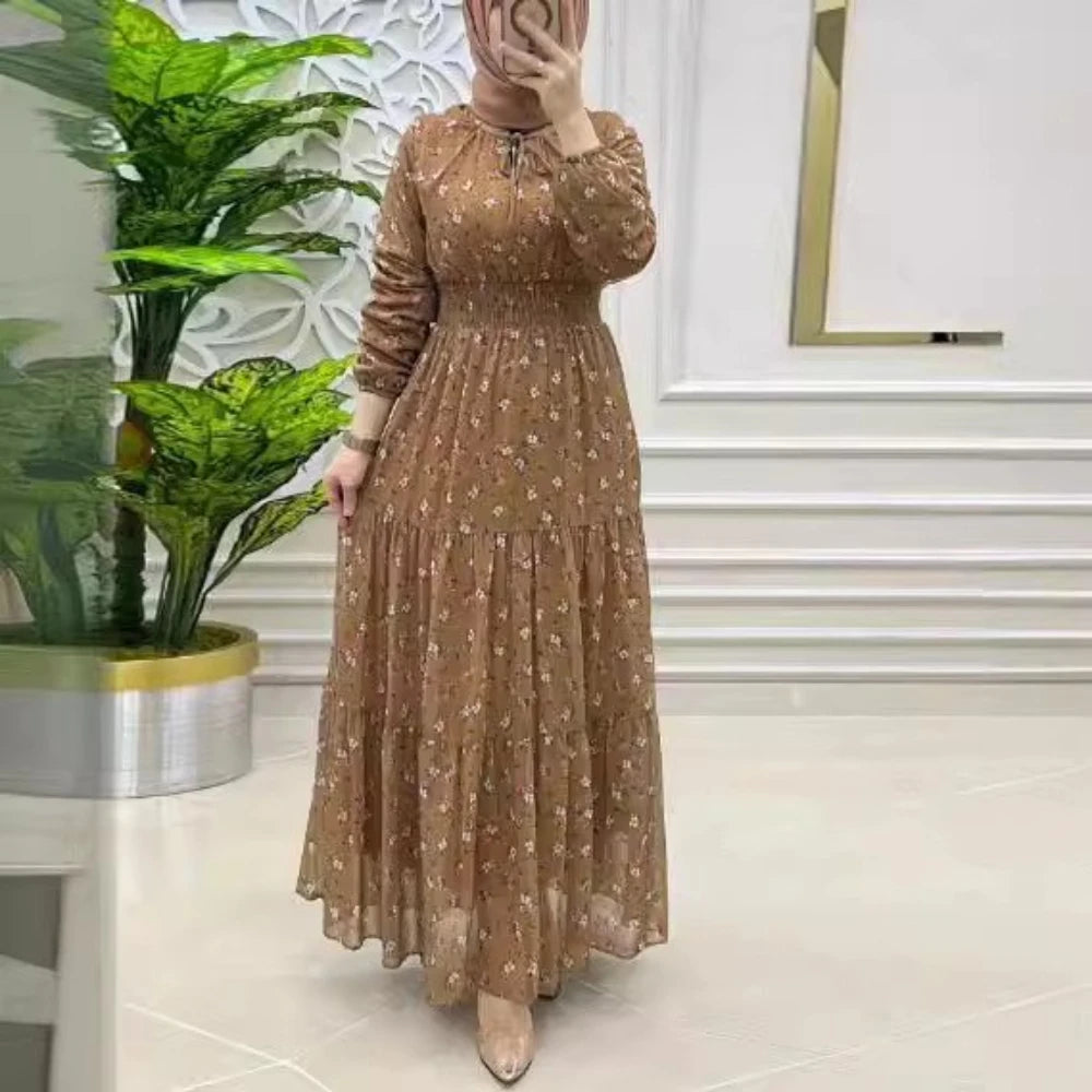 Maya – Floral Print Kaftan Abaya Maxi Dress