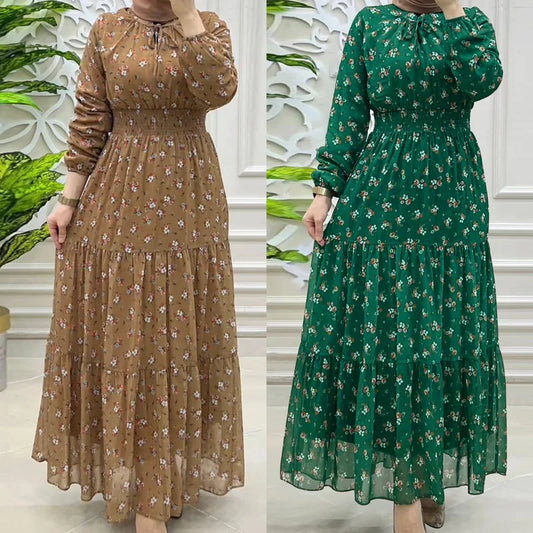Maya – Floral Print Kaftan Abaya Maxi Dress