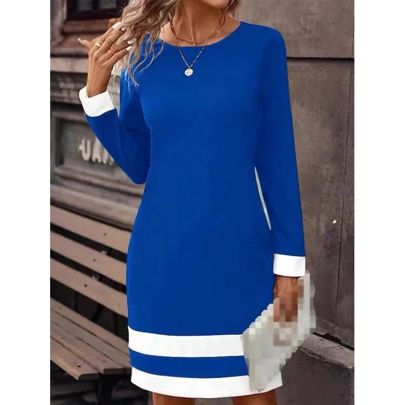 Margaret – Women's Long Sleeve Color Block Bodycon Dress