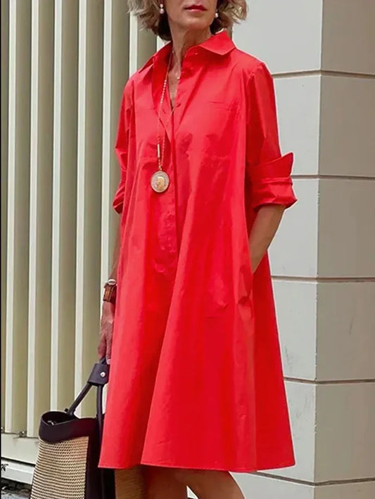 Maria – Elegant Long Sleeve Shirt Dress
