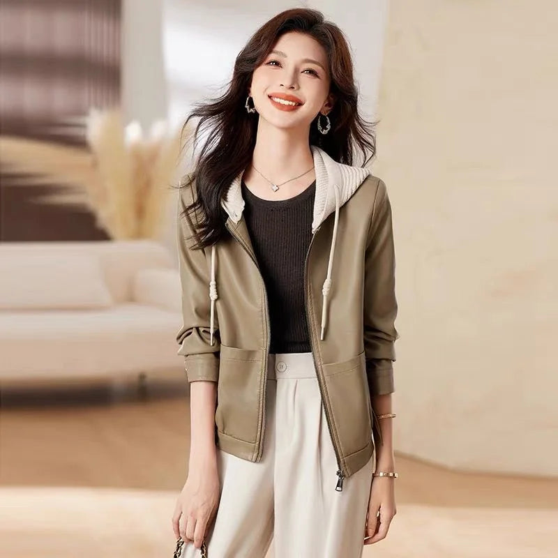Rosalie – Women's Hooded Faux Leather Jacket