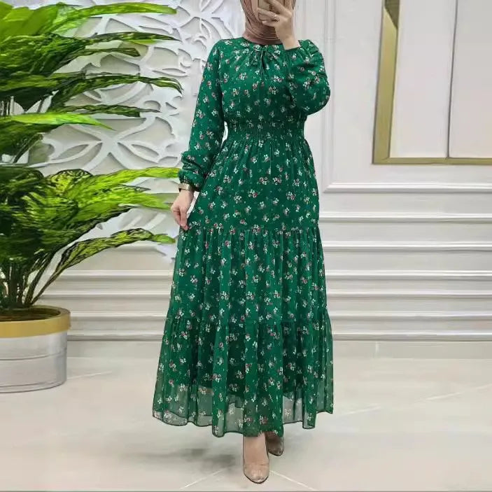 Maya – Floral Print Kaftan Abaya Maxi Dress