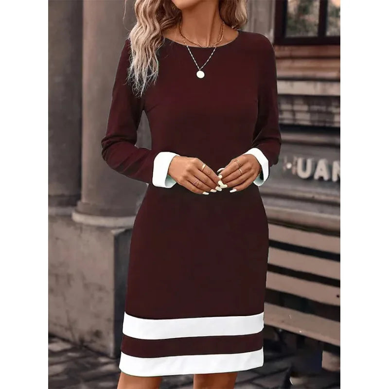 Margaret – Women's Long Sleeve Color Block Bodycon Dress