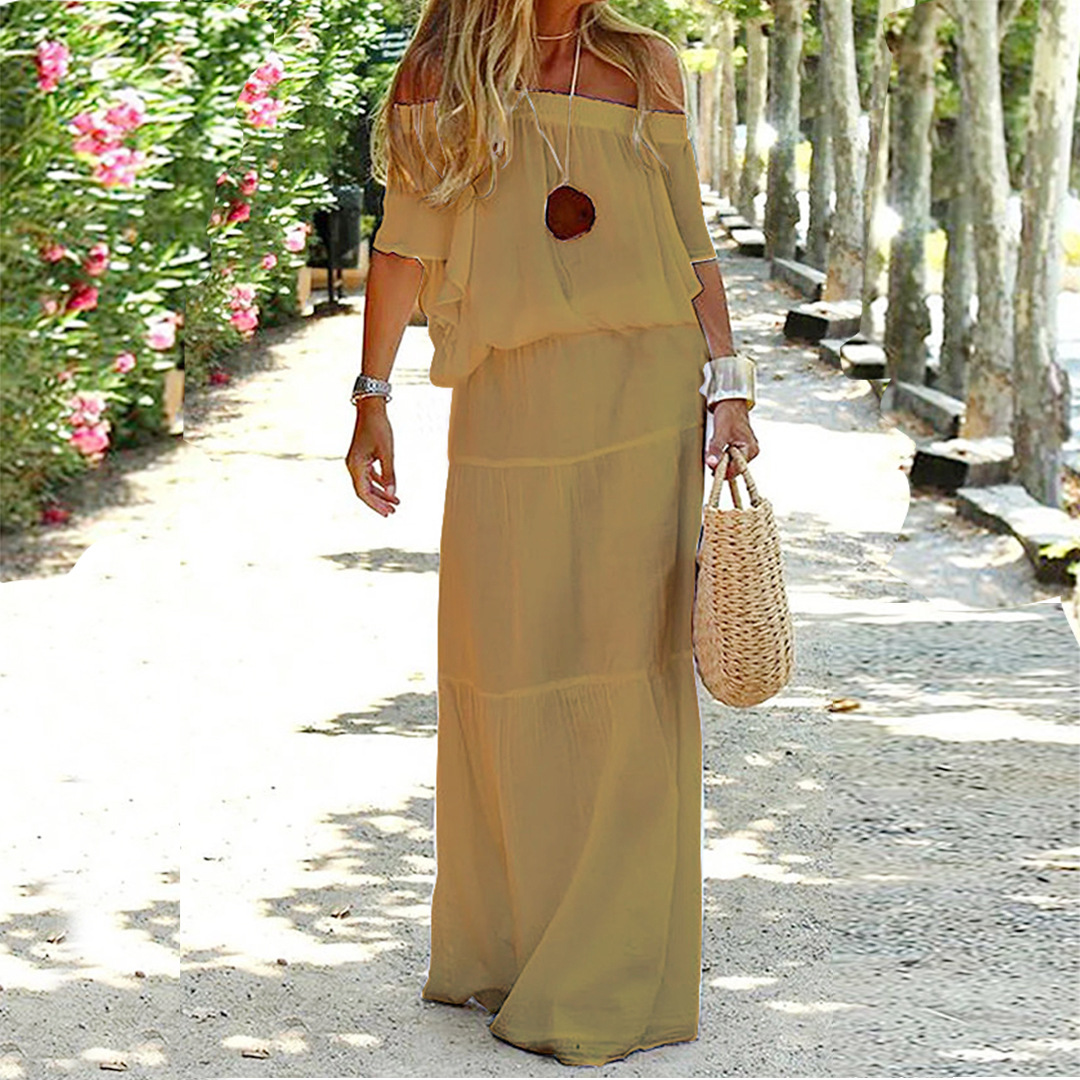 Maxine - Off-Shoulder Summer Maxi Dress - Elegant & Airy