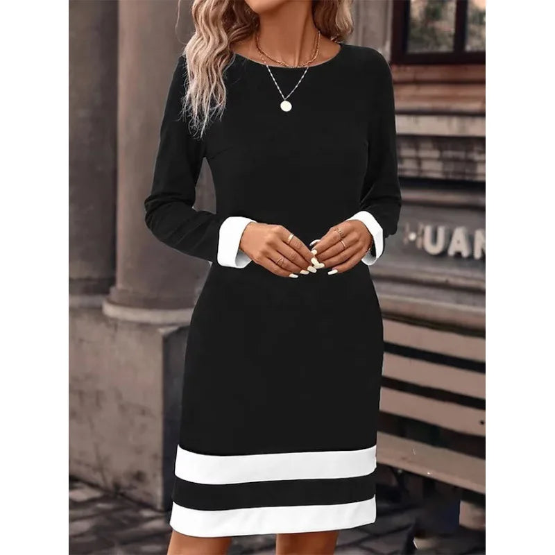 Margaret – Women's Long Sleeve Color Block Bodycon Dress