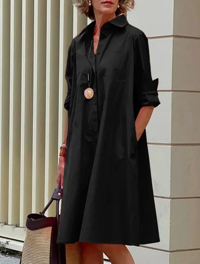 Maria – Elegant Long Sleeve Shirt Dress