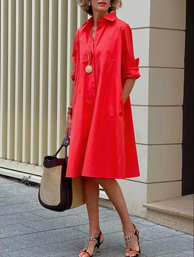 Maria – Elegant Long Sleeve Shirt Dress