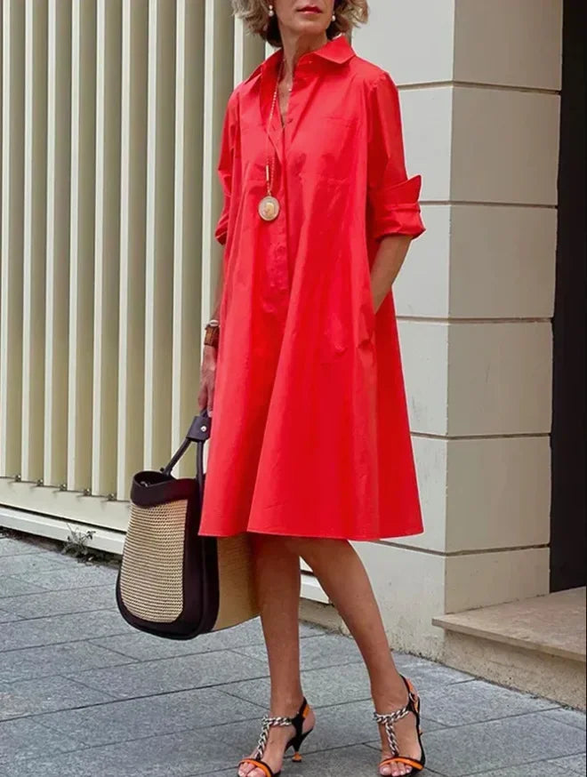 Maria – Elegant Long Sleeve Shirt Dress
