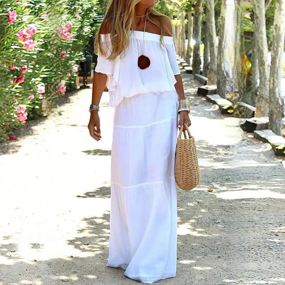 Maxine - Off-Shoulder Summer Maxi Dress - Elegant & Airy