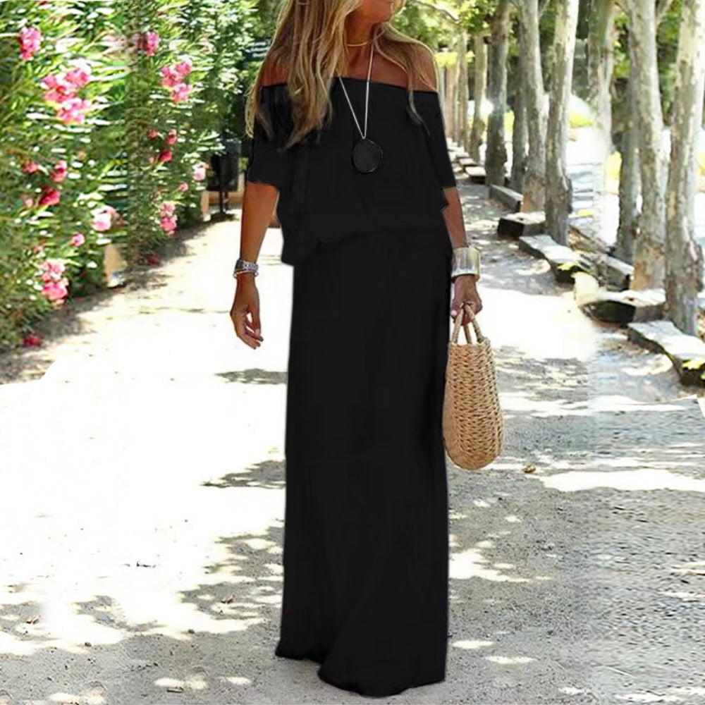 Maxine - Off-Shoulder Summer Maxi Dress - Elegant & Airy