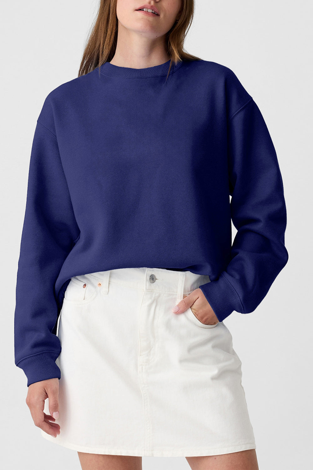 Giselle – Drop Shoulder Crewneck Pullover Sweatshirt
